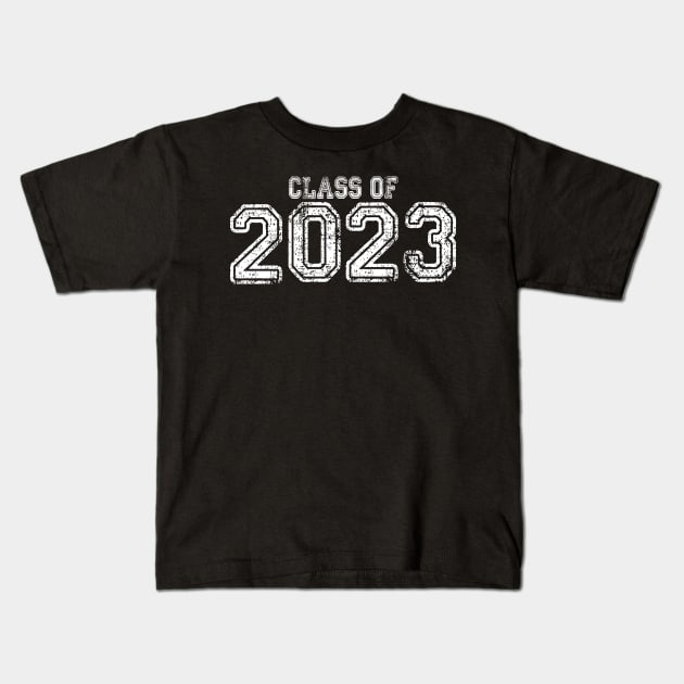 Varsity White Class of 2023 Kids T-Shirt by Jitterfly